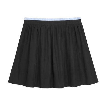 Plus Size Solid A-Line Mini Skirt with High Waist