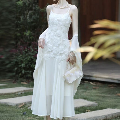 Lace Spaghetti Strap Maxi Dress Cardigan Set