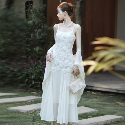 Lace Spaghetti Strap Maxi Dress Cardigan Set