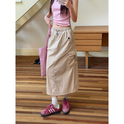 Smooth Midi A-Line Skirt with Elevated Waistband