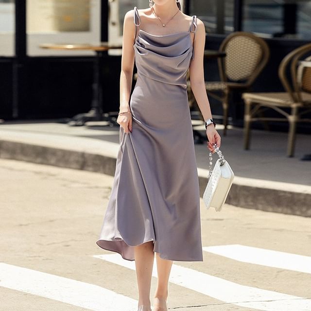 Plain Spaghetti Strap A-Line Maxi Dress