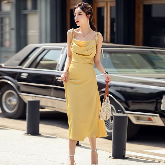 Plain Spaghetti Strap A-Line Maxi Dress