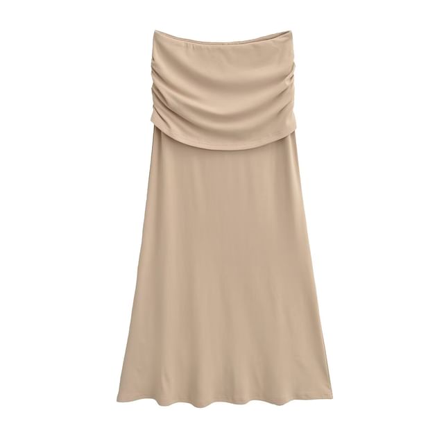 Ruched Panel Maxi Skirt with Sleek High Waist
