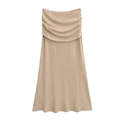 Ruched Panel Maxi Skirt with Sleek High Waist