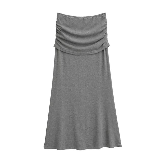Ruched Panel Maxi Skirt with Sleek High Waist