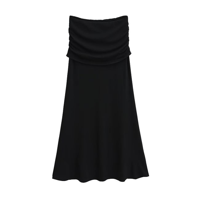 Ruched Panel Maxi Skirt with Sleek High Waist
