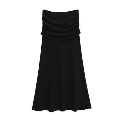 Ruched Panel Maxi Skirt with Sleek High Waist