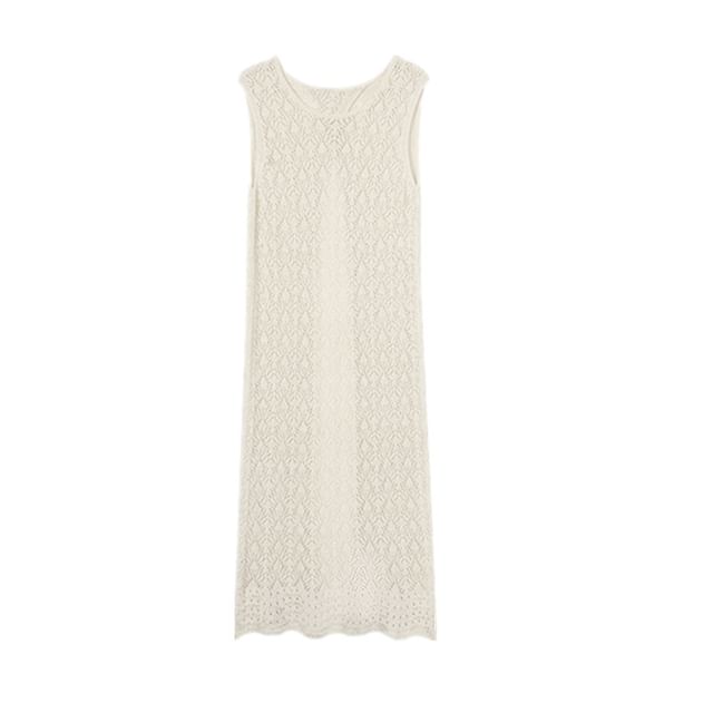 Lace V-Neck Sleeveless Shift Maxi Dress