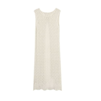 Lace V-Neck Sleeveless Shift Maxi Dress