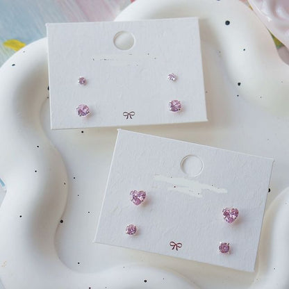 925 Silver Set of Stud Sterling Earring CZ 4: