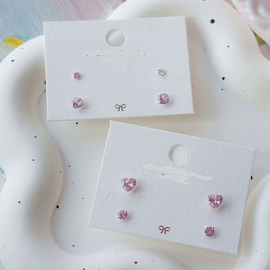 925 Silver Set of Stud Sterling Earring CZ 4: