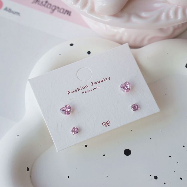 925 Silver Set of Stud Sterling Earring CZ 4: