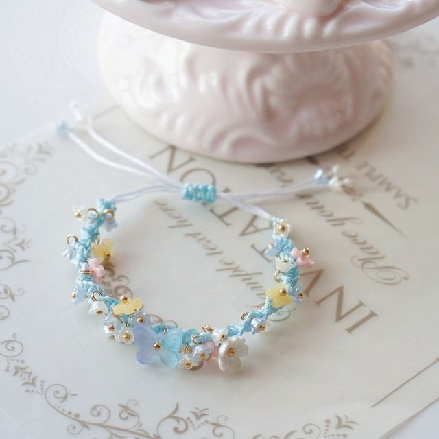 String Bracelet Bead Flower