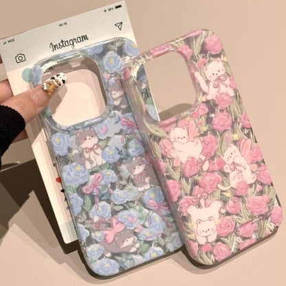 Phone Floral Case Cat