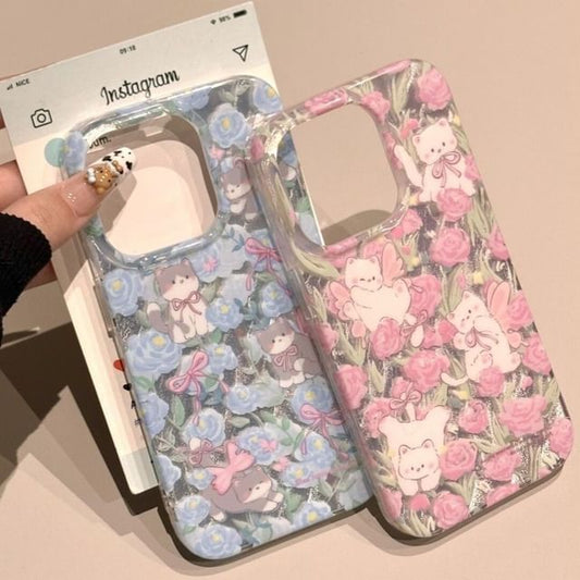 Phone Floral Case Cat