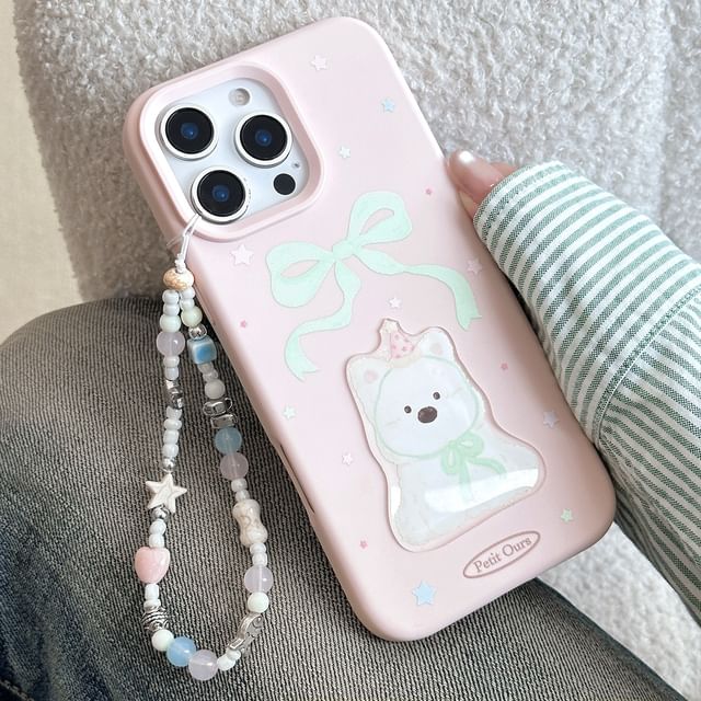 Case Set Strap / Dog Bead Print Phone