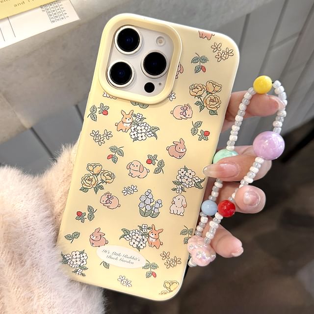 Strap Bead Phone / Rabbit Print Set Case