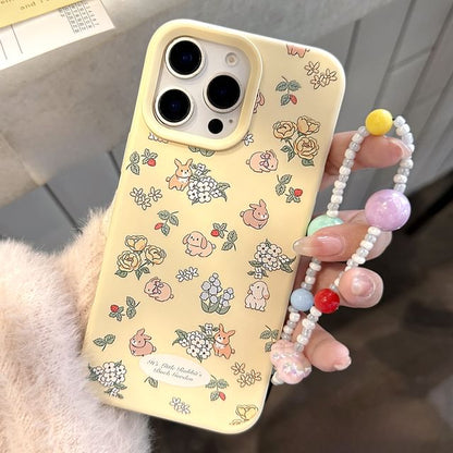Strap Bead Phone / Rabbit Print Set Case
