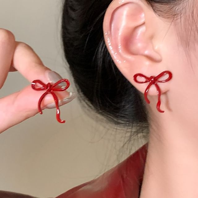 925 Silver Sterling Earring Bowknot Stud