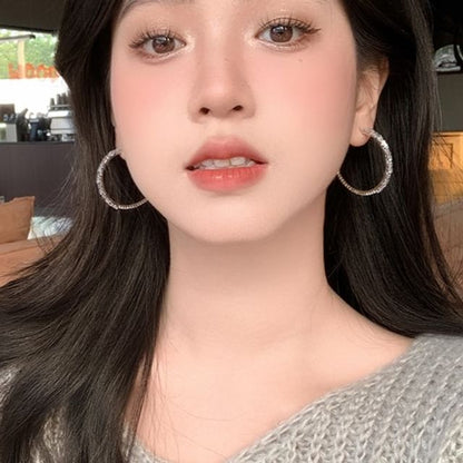 925 Hoop Earring Rhinestone Silver Sterling