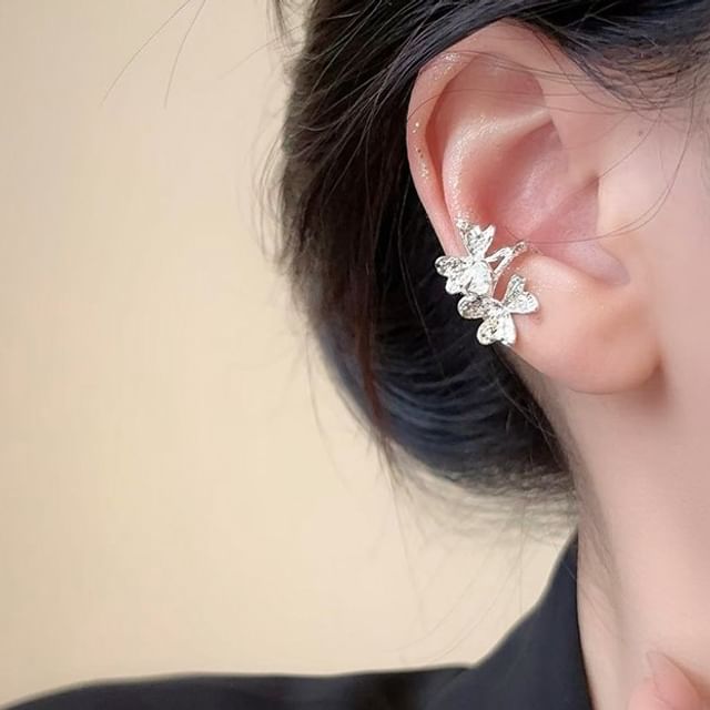 Cuff Ear Rhinestone Leaf