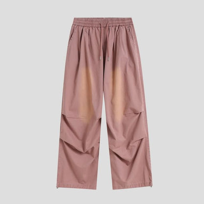 Couple Matching Drawstring Waist Washed Baggy Cargo Pants