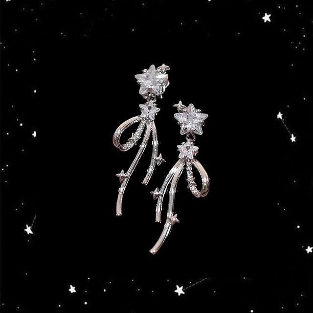 Drop Bow Rhinestone Alloy Earring Star