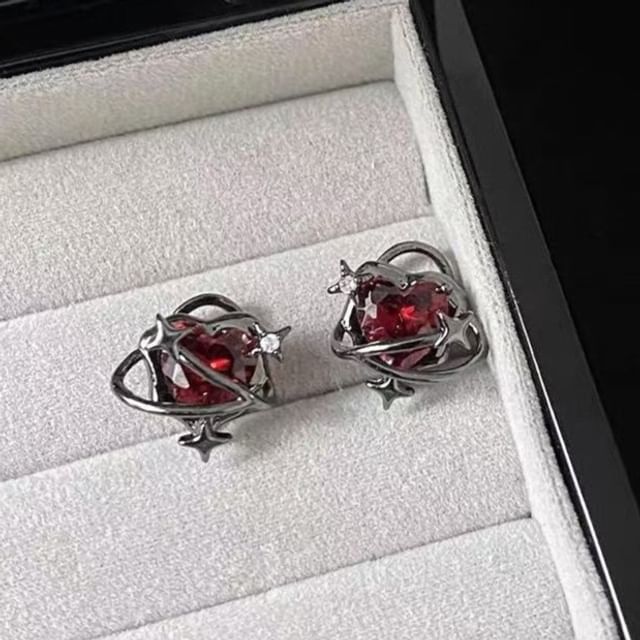 Crystal Ear Cuff Heart Alloy Stud Faux