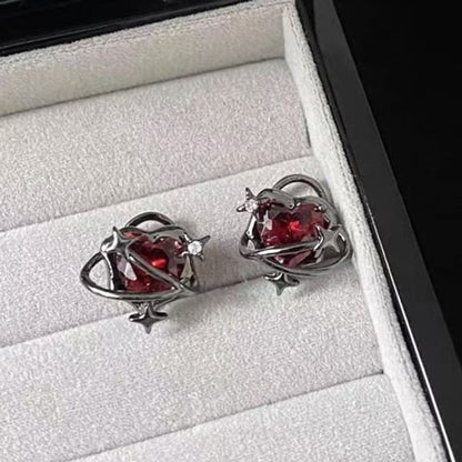 Crystal Ear Cuff Heart Alloy Stud Faux