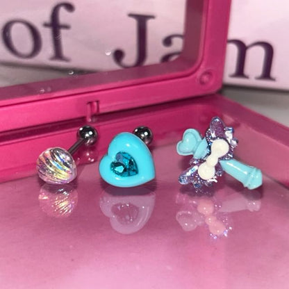 / Heart Wand Set 3: Earring Rhinestone Alloy Shell Stud of