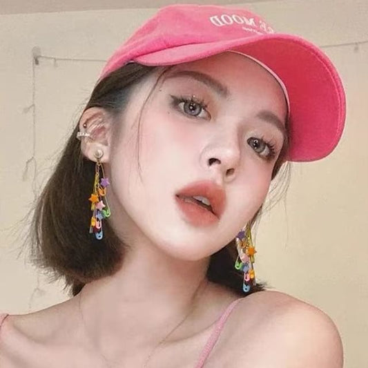 Safety Pearl Pin Chandelier Alloy Faux Star Earring