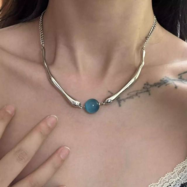 Alloy Eye Choker Cat Bead Faux Stone