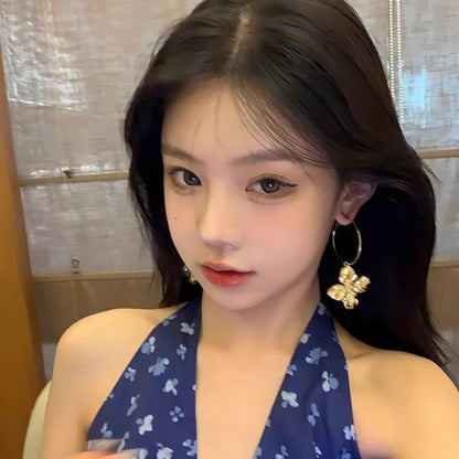 Drop Flower Earring Hoop