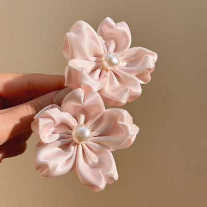 Clip Pearl Faux Flower Hair / Set