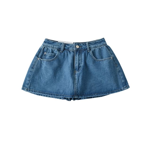 Mid Rise Denim Skort