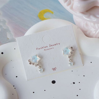 / Drop Crescent Star Earring