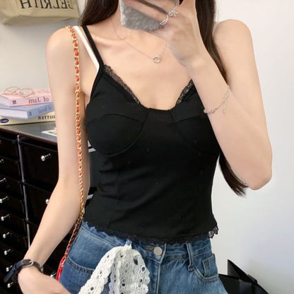 V-Neck Lace Trim Camisole