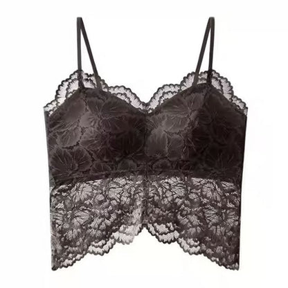 V-Neck Padded Lace Crop Cami Top