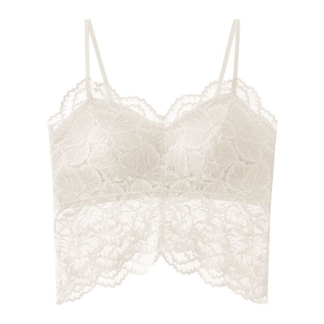 V-Neck Padded Lace Crop Cami Top