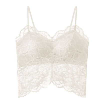 V-Neck Padded Lace Crop Cami Top