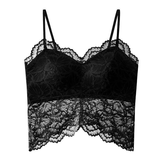 V-Neck Padded Lace Crop Cami Top
