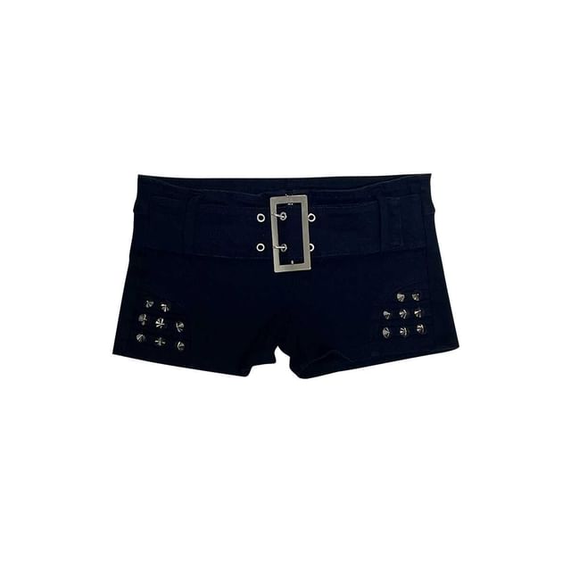 Buckled Waist Denim Hot Pants