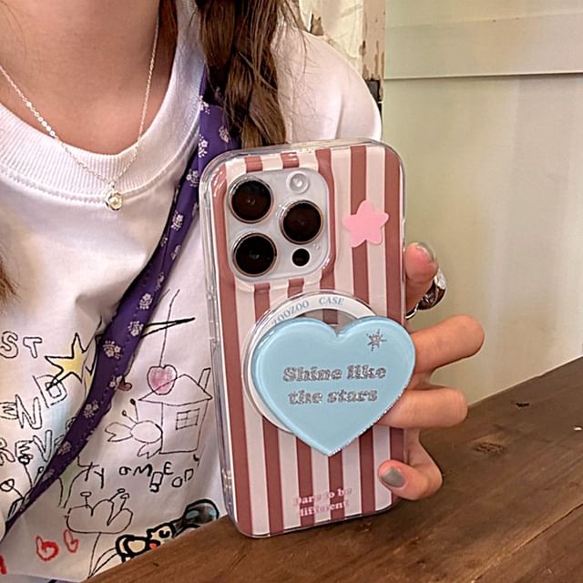 Star MagSafe) Phone Magnetic with Striped Case (Compatible