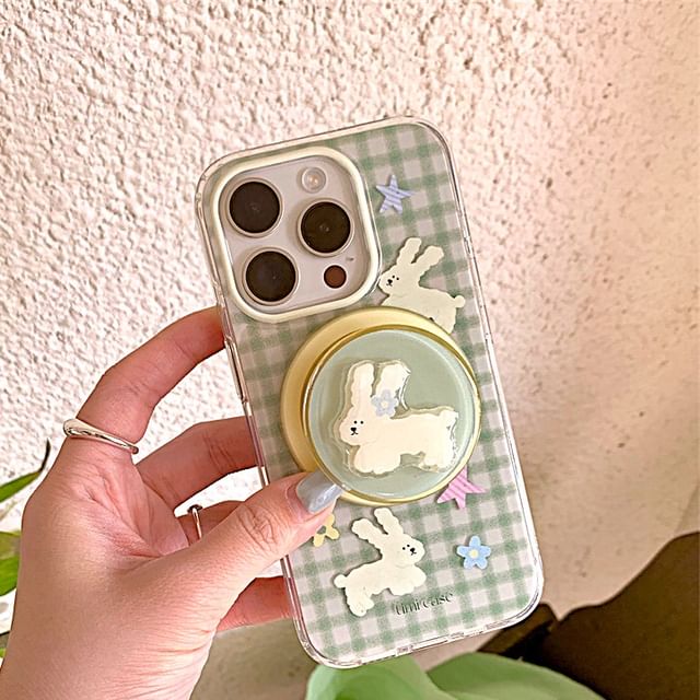 Plaid Case Rabbit Phone
