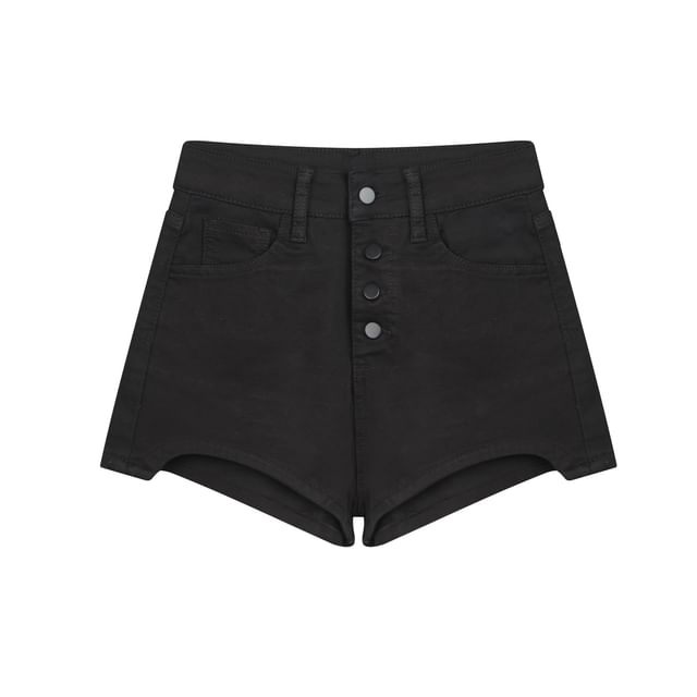 Mid Rise Washed Asymmetrical Denim Hot Pants