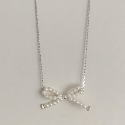 Sterling Necklace Bow Beaded 925 Silver