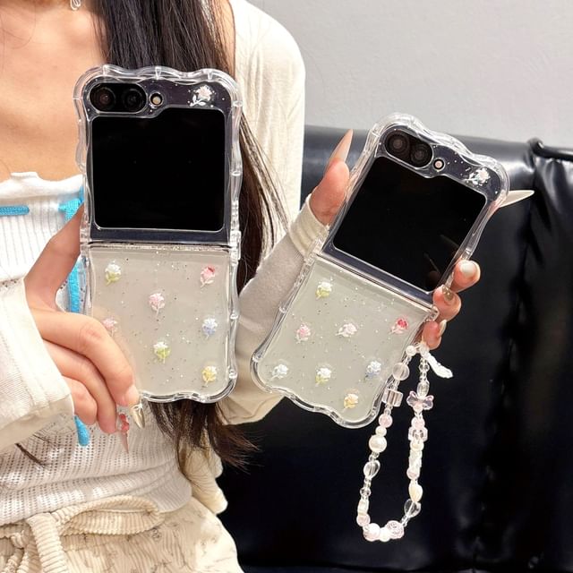 / Case Strap Floral Set Phone