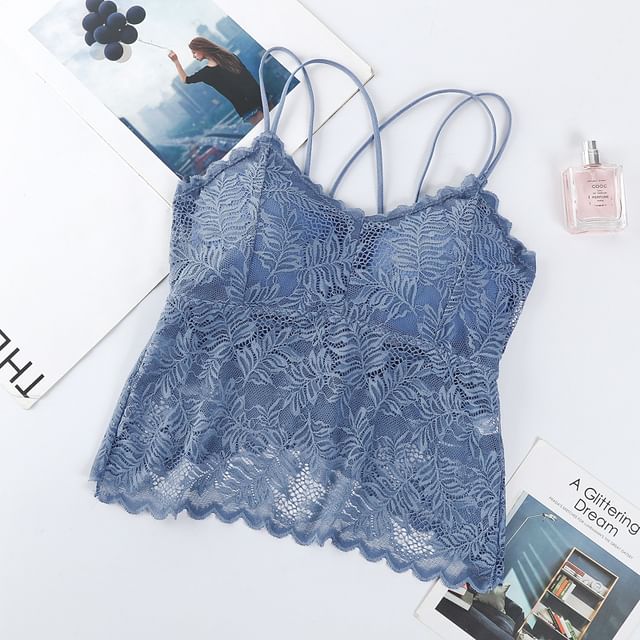 Padded Open Back Lace Slim Fit Cami Top