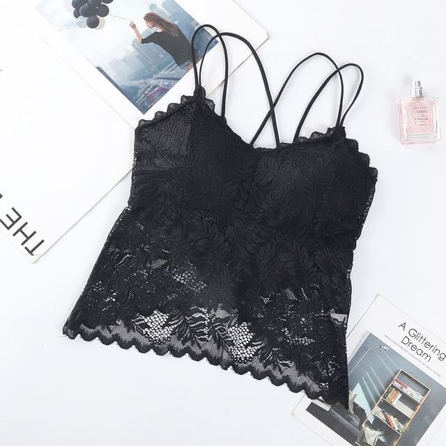 Padded Open Back Lace Slim Fit Cami Top