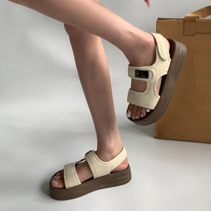 Platform Adhesive Strap Slingback Sandals